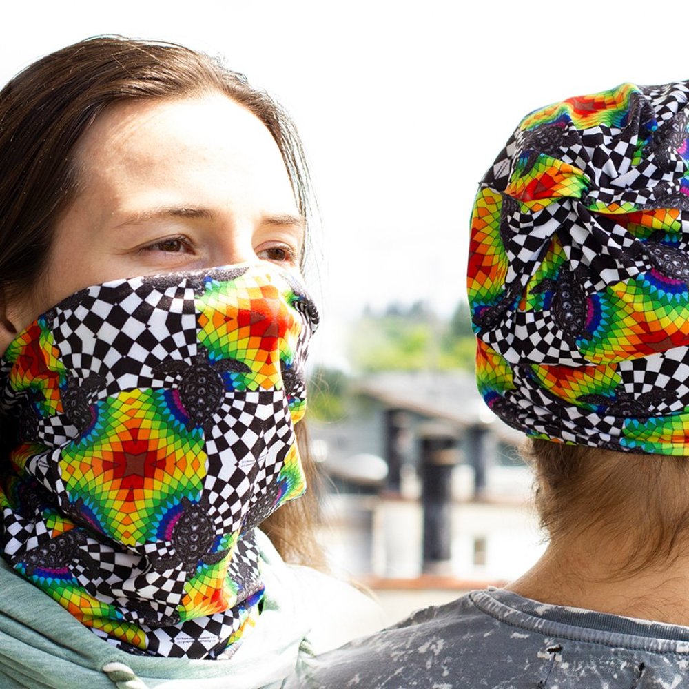 Rainbow Turtle Face mask Scarf Hat